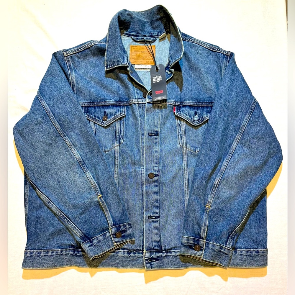 Levis Premium Vintage Fit Relaxed Mens XXL Denim Jean Trucker Jacket NWT